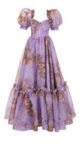 Purple Floral A-Line Evening Prom Dresses With Bubble HZ0307