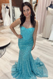 Tiffany Blue Sequin Mermaid Long Party HZ0307