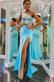 One Shoulder Irregular Glass Bodycon Long Prom HZ0307