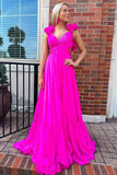 Ruffles Fuchsia Chiffon A-line Boho HZ0307