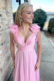 Ruffles Fuchsia Chiffon A-line Boho HZ0307