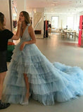Sparkle Baby Blue Tulle Split Birthday Prom HZ0307