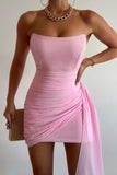LTP1890,Pink Chiffon Strapless Mini Homecoming HZ0307