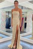 LTP1350,Gold Sequin Strapless Backless Mermaid Prom HZ0307