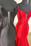 Straps Hot Pink Satin Mermaid Prom HZ0307