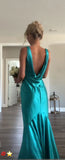 Cowl Black Teal Satin Long Formal HZ0307
