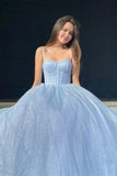 LTP0962,Baby blue sparkle a line prom dresses spaghetti straps sequin evening HZ0307