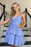 LTP1850,High Quality Sky Blue Tiered Women Glitter Tulle Homecoming HZ0307
