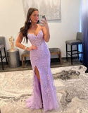Light Purple Lace Mermaid Prom Evening HZ0307