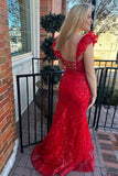 Flare Straps Red Mermaid Long Formal HZ0307