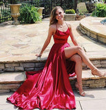 LTP0929,Red Sexy Side Slit Spaghetti Straps Cheap Long Evening Prom Dresses,Cheap Sweet 16 HZ0307