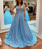 Sparkle V-Neck Evening Prom HZ0307