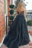 Sweetheart Lace and Tulle Tiered Ruffles Prom HZ0307
