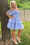 Baby Blue Tulle Off The Shoulder Multi Layers Homecoming HZ0307