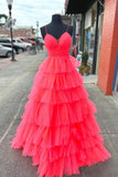 Straps Coral Tulle Tiered Ruffle Formal HZ0307