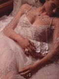 LTP1808, Spaghetti Straps Lace Tulle Homecoming Dress With Beaded Tulle HZ0307