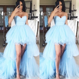 LTP1387,Cute Light Blue Tulle High Low Homecoming Prom HZ0307