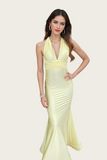 Plunge Yellow Mermaid Crss Cross Back Formal HZ0307