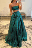 LTP1619,Sexy Two Pieces Sequin A-Line Prom Dresses,Sequin Evening Dresses,Sleeveless Prom Ball HZ0307