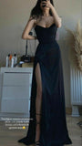 Sexy Black Spaghetti Straps Long Prom Evening HZ0307
