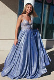 Spaghetti Straps A-Line Lace Top Long Evening Prom HZ0307