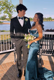 Luxury Beaded Spaghetti Straps Bodycon Prom Dresses With Side HZ0307