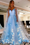 Lilac A-Line Tulle 3D Floral Prom HZ0307