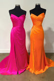 Sweetheart Hot Pink Ruched Mermaid Long Formal HZ0307