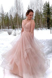 LTP1035,Gorgeous pink pleated evening prom dresses spaghetti straps ruffles tulle prom HZ0307