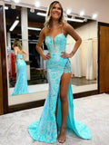 Beautiful Mint Green Split Sexy Prom HZ0307