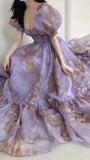 Purple Floral A-Line Evening Prom Dresses With Bubble HZ0307