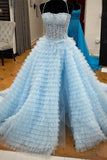 Spaghetti Straps Layers A-Line Prom HZ0307