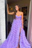 Sweetheart Purple A-Line Tulle Prom HZ0307