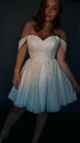 LTP1792,Shining White Sequined Homecoming Dresses, Short Birthday Ball Gown, Plus Size Hoco HZ0307