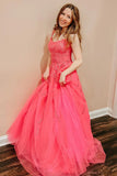 Spaghetti Straps A-Line Tulle Lace Prom HZ0307