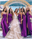 Purple Chiffon Floor Length Bridesmaid Dresses, HZ0307