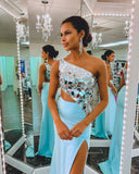 One Shoulder Irregular Glass Bodycon Long Prom HZ0307