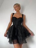 Black Organza Tired Mini Homecoming HZ0307