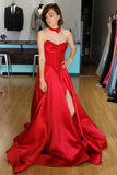 Red Sweetheart Beaded A-line Long Dress with HZ0307