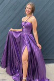 Halter Purple A-line Prom Dress with HZ0307