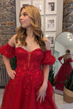 Sweetheart Red Appliques Tulle A-line Formal HZ0307