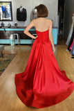 Red Sweetheart Beaded A-line Long Dress with HZ0307