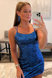 LTP1183,Blue Sequins Lace-Up Mini Homecoming HZ0307