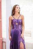 Halter Purple A-line Prom Dress with HZ0307