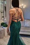 Sexy V-Neck Floral Beaded Mermaid Long Prom HZ0307
