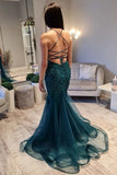 Sexy V-Neck Floral Beaded Mermaid Long Prom HZ0307