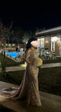 Beautiful Arab Wedding Dress, Off The Shoulder Sequins Prom Dress, Mermaid Dress For HZ0307