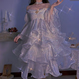 LTP1804, Princess Organza White Off the Shoulder Homecoming Dresses, Girls Cosplay White HZ0307