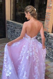 LTP1034,Gorgeous V Neck Backless Lace Floral Lilac Long Prom Dress, Formal Evening Dress,Floral A Line Long Wedding HZ0307
