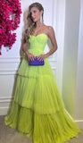 LTP1224,Green sweetheart a-line tulle long prom formal HZ0307